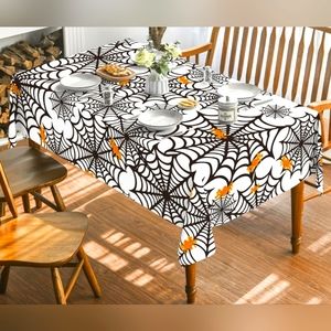 Halloween Tablecloth 60x104 Inch Rectangular - spiderweb pattern